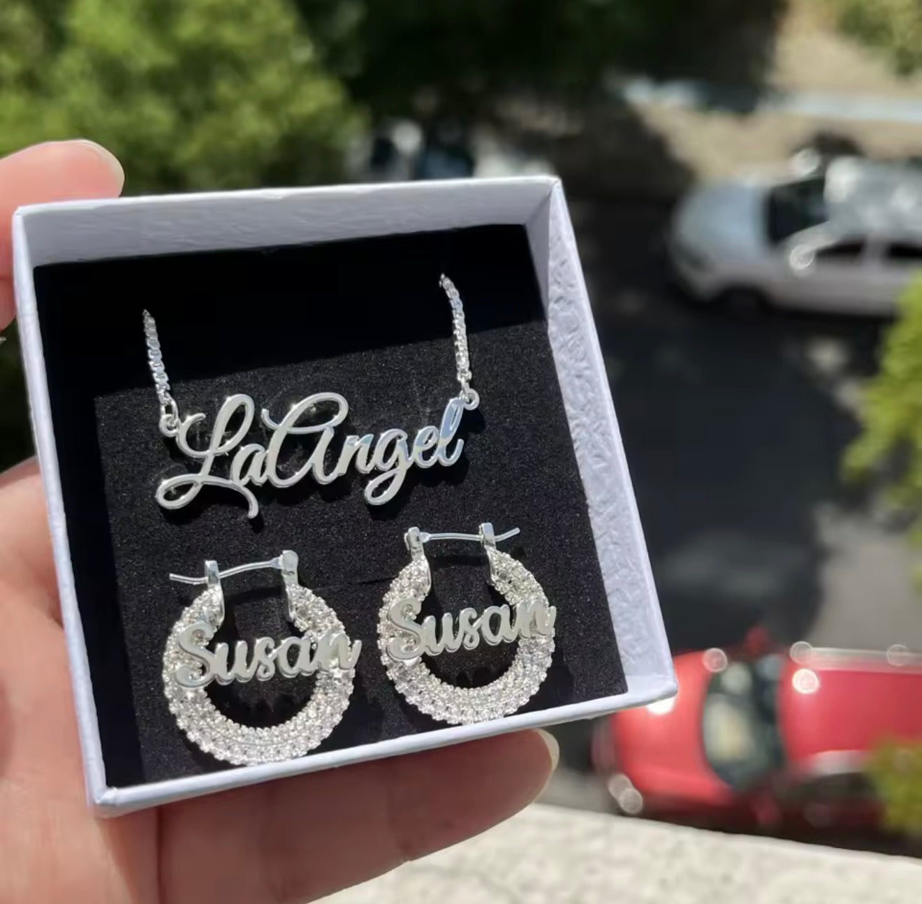 Custom Personalized Necklace Earring Set