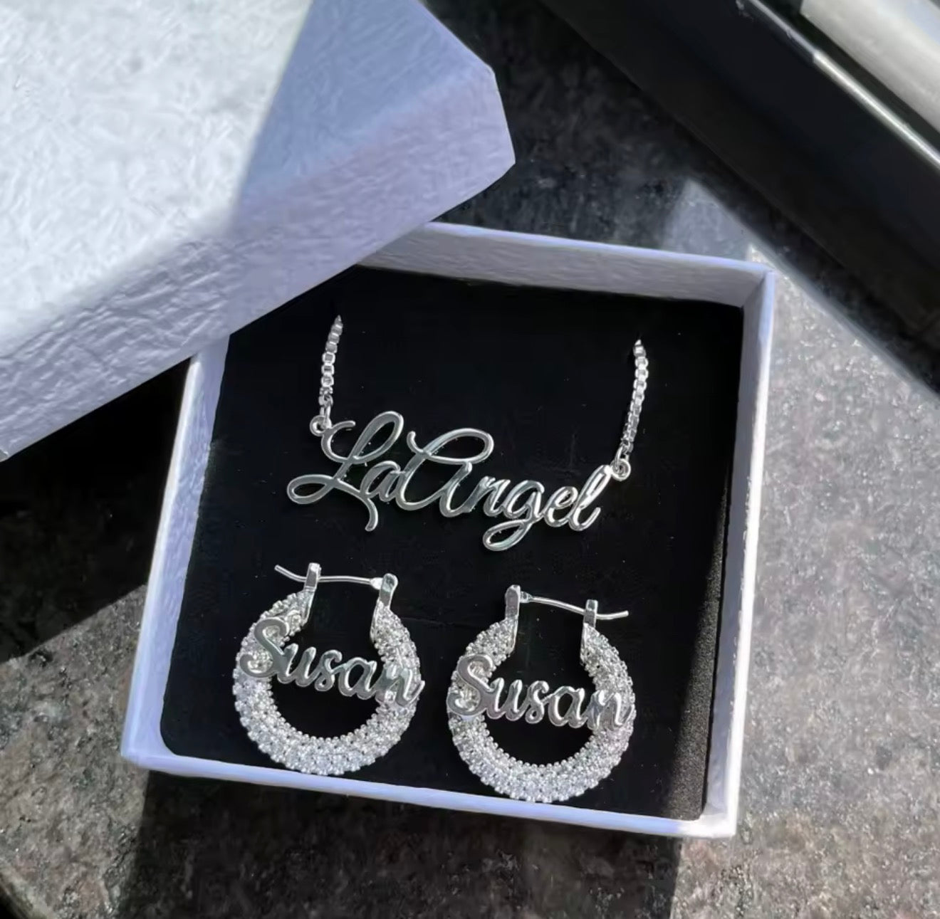 Custom Personalized Necklace Earring Set