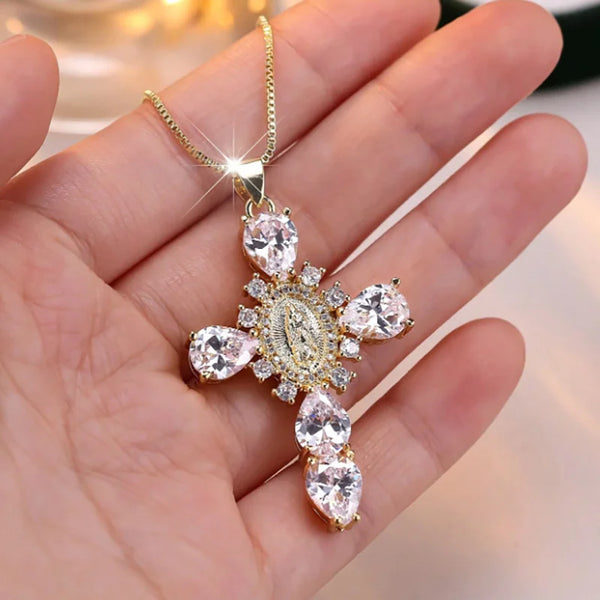 Crystal Cross Pendant Necklace Classic