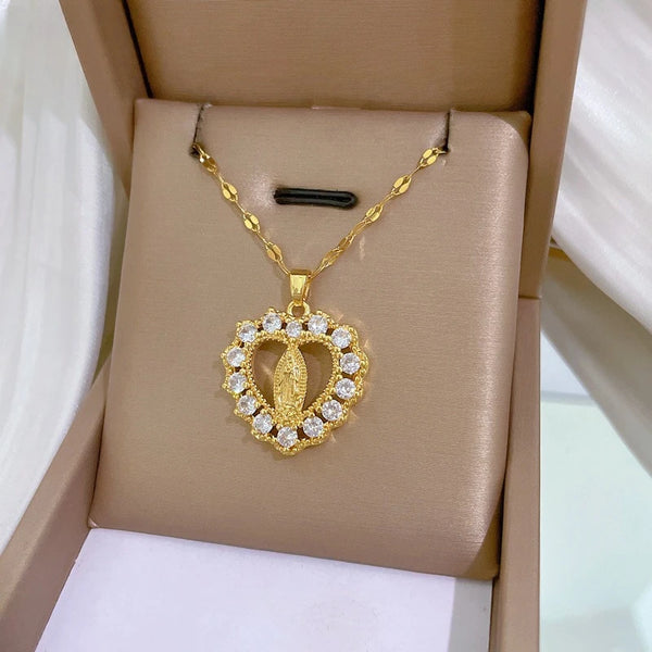 Vintage Guardian Heart Pendant Necklace