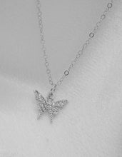 Load image into Gallery viewer, Silver Butterfly Crystal Necklace - KiraaJewel
