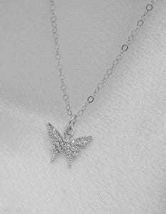 Silver Butterfly Crystal Necklace - KiraaJewel