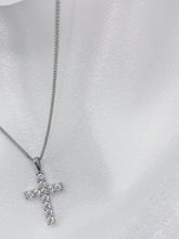 Load and play video in Gallery viewer, White Gold Cross Necklace
