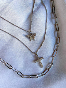 White Gold Cross Necklace - KiraaJewel