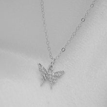 Load image into Gallery viewer, Silver Butterfly Crystal Necklace - KiraaJewel
