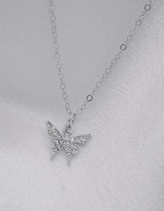 Silver Butterfly Crystal Necklace - KiraaJewel