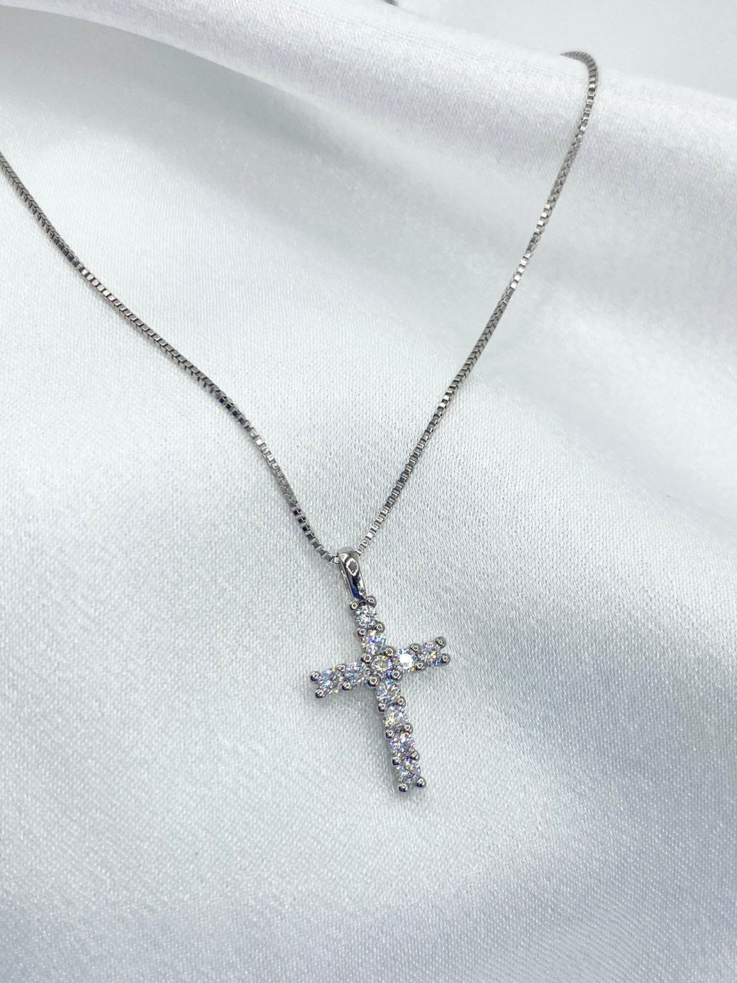 White Gold Cross Necklace - KiraaJewel